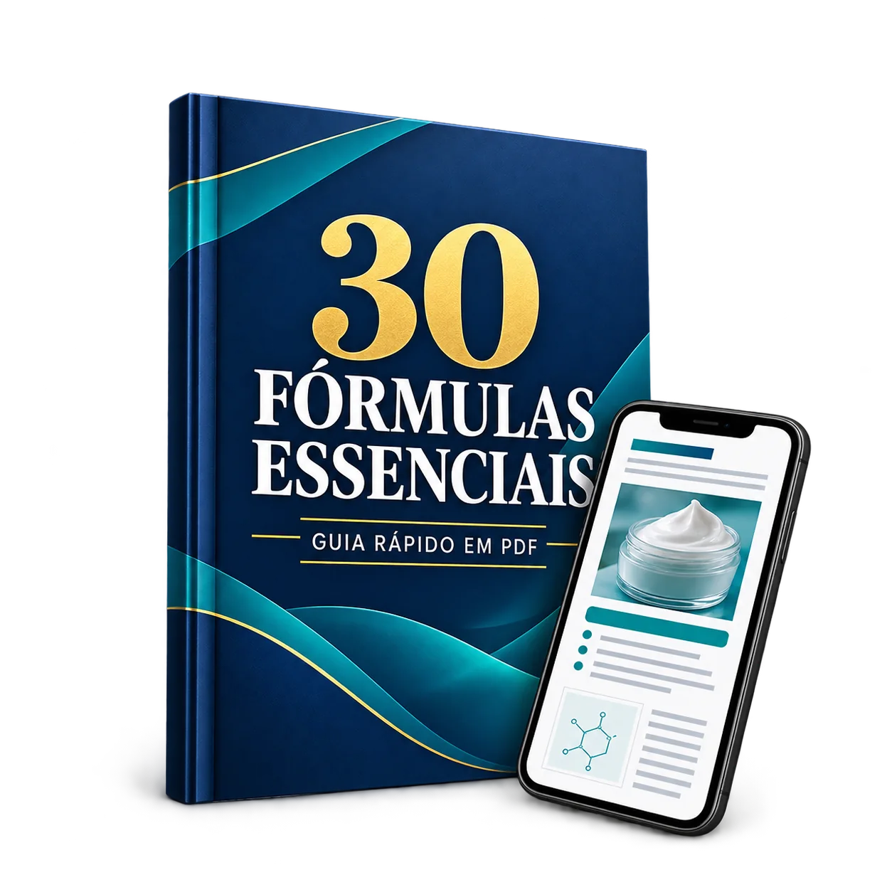 Mockup do Guia Essencial com 30 fórmulas